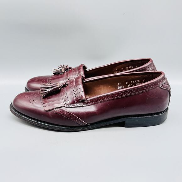 Allen Edmonds Shoes Mens 11 Burgundy Bridgeton Wingtip Kiltie Tassel Loafers - Picture 5 of 11